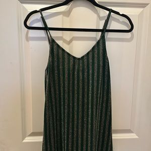 Kelly green & silver shimmer midi dress